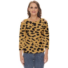 Animal Print - Leopard Jaguar Dots Cut Out Wide Sleeve Top