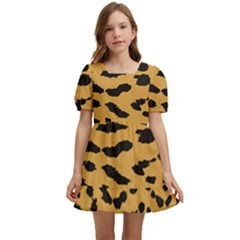 Animal Print - Leopard Jaguar Dots Kids  Short Sleeve Dolly Dress