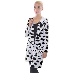 Black And White Leopard Dots Jaguar Hooded Pocket Cardigan by ConteMonfrey