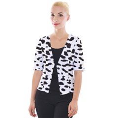 Black And White Leopard Dots Jaguar Cropped Button Cardigan