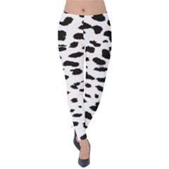 Black And White Leopard Dots Jaguar Velvet Leggings by ConteMonfrey