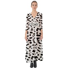 Black And White Leopard Dots Jaguar Button Up Boho Maxi Dress by ConteMonfrey