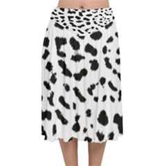 Black And White Leopard Dots Jaguar Velvet Flared Midi Skirt by ConteMonfrey