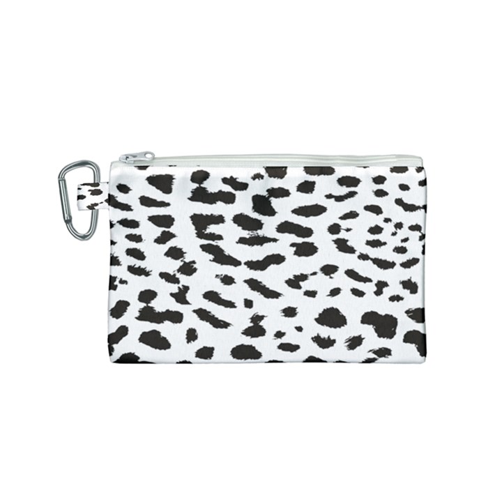 Black and white Leopard dots Jaguar Canvas Cosmetic Bag (Small)