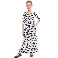 Black And White Leopard Dots Jaguar Kids  Quarter Sleeve Maxi Dress by ConteMonfrey