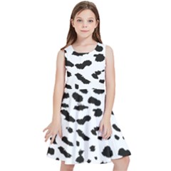 Black And White Leopard Dots Jaguar Kids  Skater Dress by ConteMonfrey