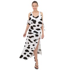 Black And White Leopard Dots Jaguar Maxi Chiffon Cover Up Dress