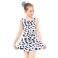 Black And White Leopard Dots Jaguar Kids  Skater Dress Swimsuit by ConteMonfrey