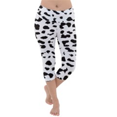 Black And White Leopard Dots Jaguar Lightweight Velour Capri Yoga Leggings by ConteMonfrey