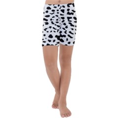 Black And White Leopard Dots Jaguar Kids  Lightweight Velour Capri Yoga Leggings by ConteMonfrey