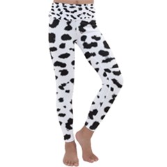 Black And White Leopard Dots Jaguar Kids  Lightweight Velour Classic Yoga Leggings by ConteMonfrey