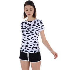 Black And White Leopard Dots Jaguar Back Circle Cutout Sports Tee by ConteMonfrey