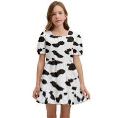 Black And White Leopard Dots Jaguar Kids  Short Sleeve Dolly Dress