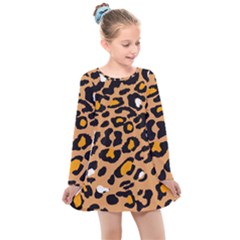 Leopard Jaguar Dots Kids  Long Sleeve Dress by ConteMonfrey