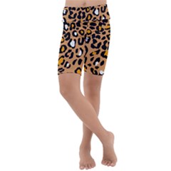 Leopard Jaguar Dots Kids  Lightweight Velour Cropped Yoga Leggings by ConteMonfrey