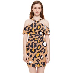 Leopard Jaguar Dots Shoulder Frill Bodycon Summer Dress by ConteMonfrey