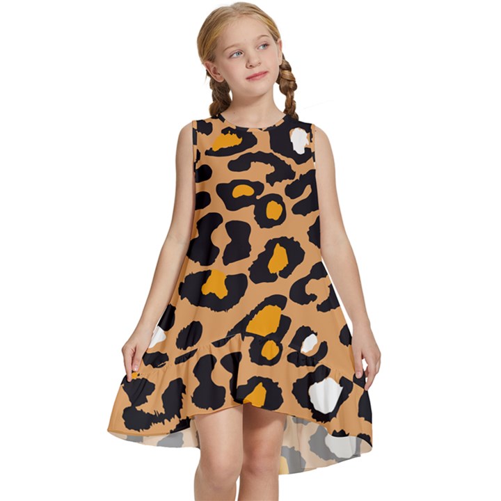 Leopard Jaguar dots Kids  Frill Swing Dress