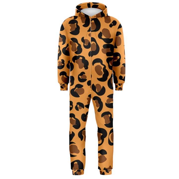 Orange Leopard Jaguar dots Hooded Jumpsuit (Men)