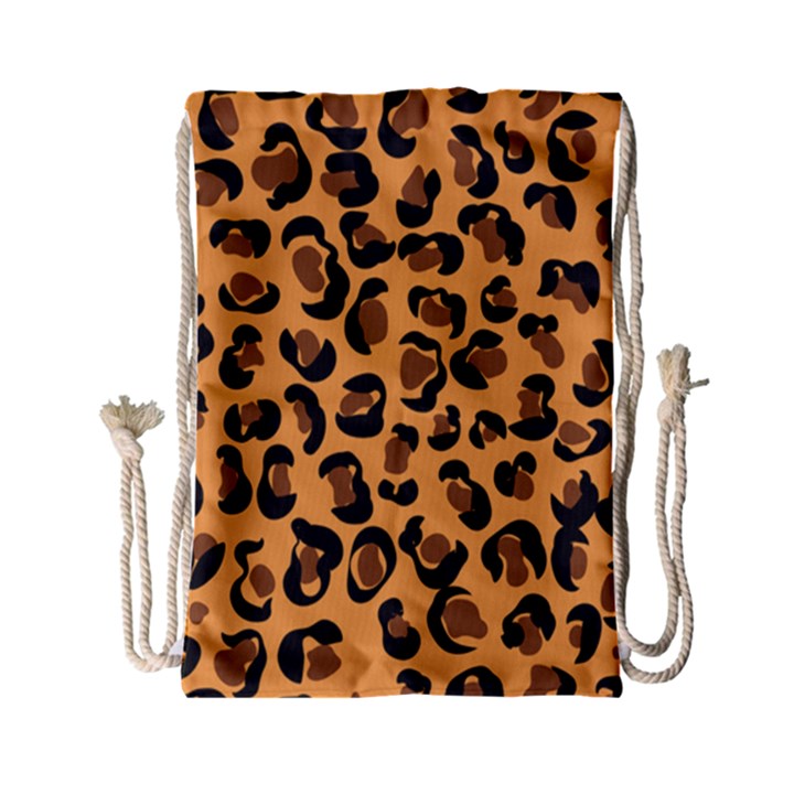 Orange Leopard Jaguar dots Drawstring Bag (Small)