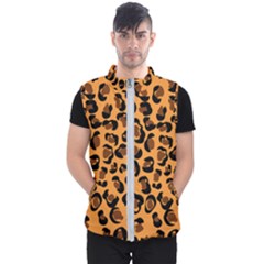 Orange Leopard Jaguar Dots Men s Puffer Vest by ConteMonfrey