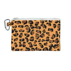 Orange Leopard Jaguar Dots Canvas Cosmetic Bag (medium) by ConteMonfrey