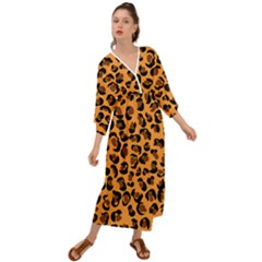 Orange Leopard Jaguar Dots Grecian Style  Maxi Dress by ConteMonfrey