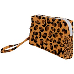 Orange Leopard Jaguar Dots Wristlet Pouch Bag (small) by ConteMonfrey