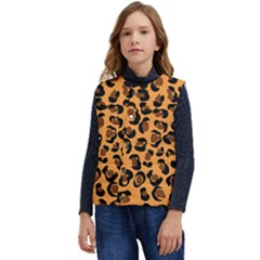 Orange Leopard Jaguar Dots Kid s Short Button Up Puffer Vest	 by ConteMonfrey