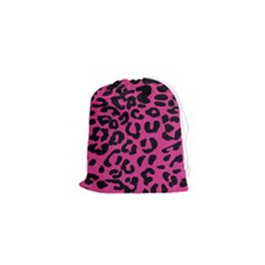 Leopard Print Jaguar Dots Pink Neon Drawstring Pouch (xs) by ConteMonfrey