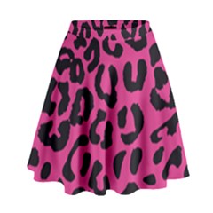 Leopard Print Jaguar Dots Pink Neon High Waist Skirt by ConteMonfrey