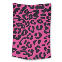 Leopard Print Jaguar Dots Pink Neon Large Tapestry by ConteMonfrey