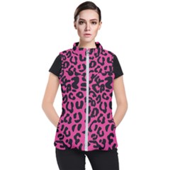 Leopard Print Jaguar Dots Pink Neon Women s Puffer Vest