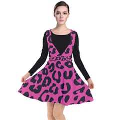 Leopard Print Jaguar Dots Pink Neon Plunge Pinafore Dress by ConteMonfrey