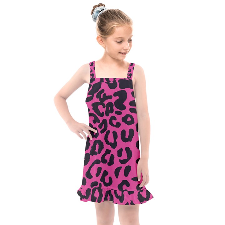 Leopard Print Jaguar dots pink neon Kids  Overall Dress