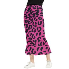 Leopard Print Jaguar Dots Pink Neon Maxi Fishtail Chiffon Skirt by ConteMonfrey