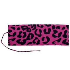 Leopard Print Jaguar Dots Pink Neon Roll Up Canvas Pencil Holder (m) by ConteMonfrey