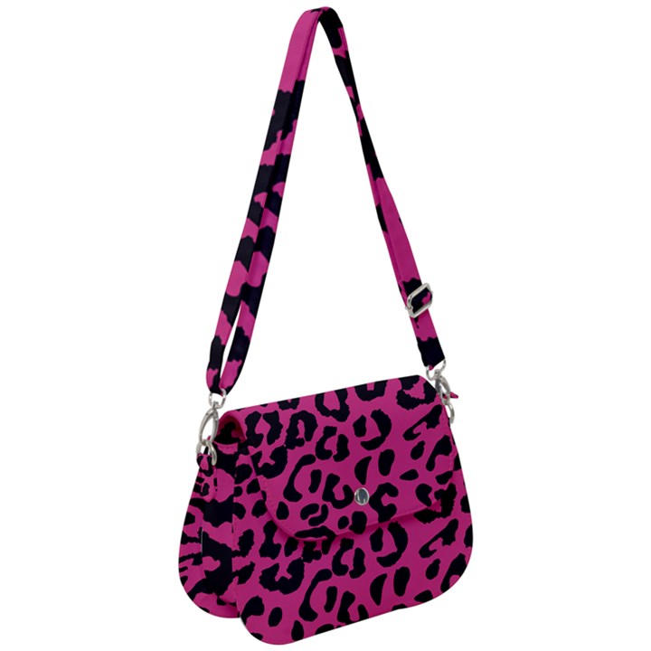 Leopard Print Jaguar dots pink neon Saddle Handbag