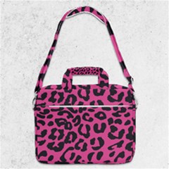 Leopard Print Jaguar Dots Pink Neon Macbook Pro Shoulder Laptop Bag  by ConteMonfrey