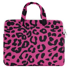 Leopard Print Jaguar Dots Pink Neon Macbook Pro 16  Double Pocket Laptop Bag  by ConteMonfrey