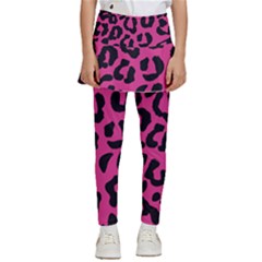 Leopard Print Jaguar Dots Pink Neon Kids  Skirted Pants by ConteMonfrey