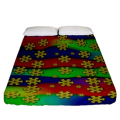 Blooming Stars On The Rainbow So Rare Fitted Sheet (california King Size) by pepitasart