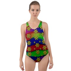 Blooming Stars On The Rainbow So Rare Cut-out Back One Piece Swimsuit by pepitasart