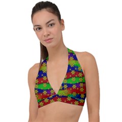 Blooming Stars On The Rainbow So Rare Halter Plunge Bikini Top by pepitasart