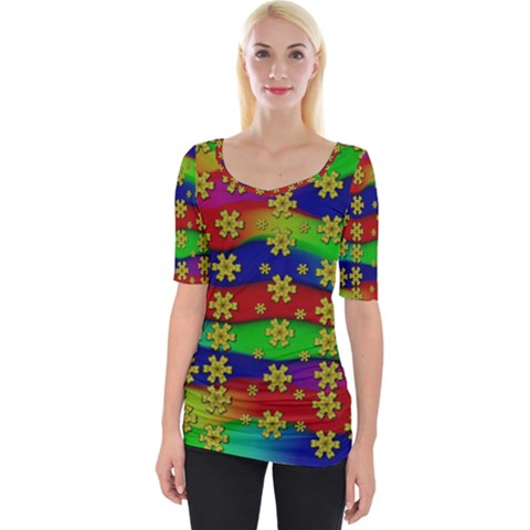 Blooming Stars On The Rainbow So Rare Wide Neckline Tee by pepitasart