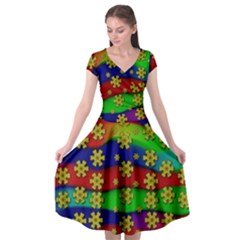 Blooming Stars On The Rainbow So Rare Cap Sleeve Wrap Front Dress by pepitasart