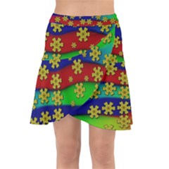 Blooming Stars On The Rainbow So Rare Wrap Front Skirt by pepitasart