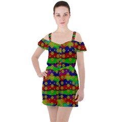 Blooming Stars On The Rainbow So Rare Ruffle Cut Out Chiffon Playsuit by pepitasart