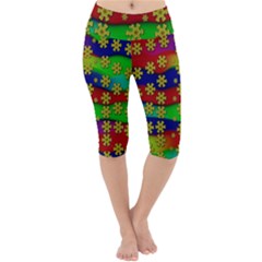 Blooming Stars On The Rainbow So Rare Lightweight Velour Cropped Yoga Leggings by pepitasart