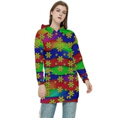 Blooming Stars On The Rainbow So Rare Women s Long Oversized Pullover Hoodie