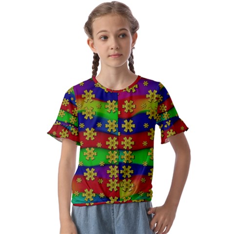 Blooming Stars On The Rainbow So Rare Kids  Cuff Sleeve Scrunch Bottom Tee by pepitasart